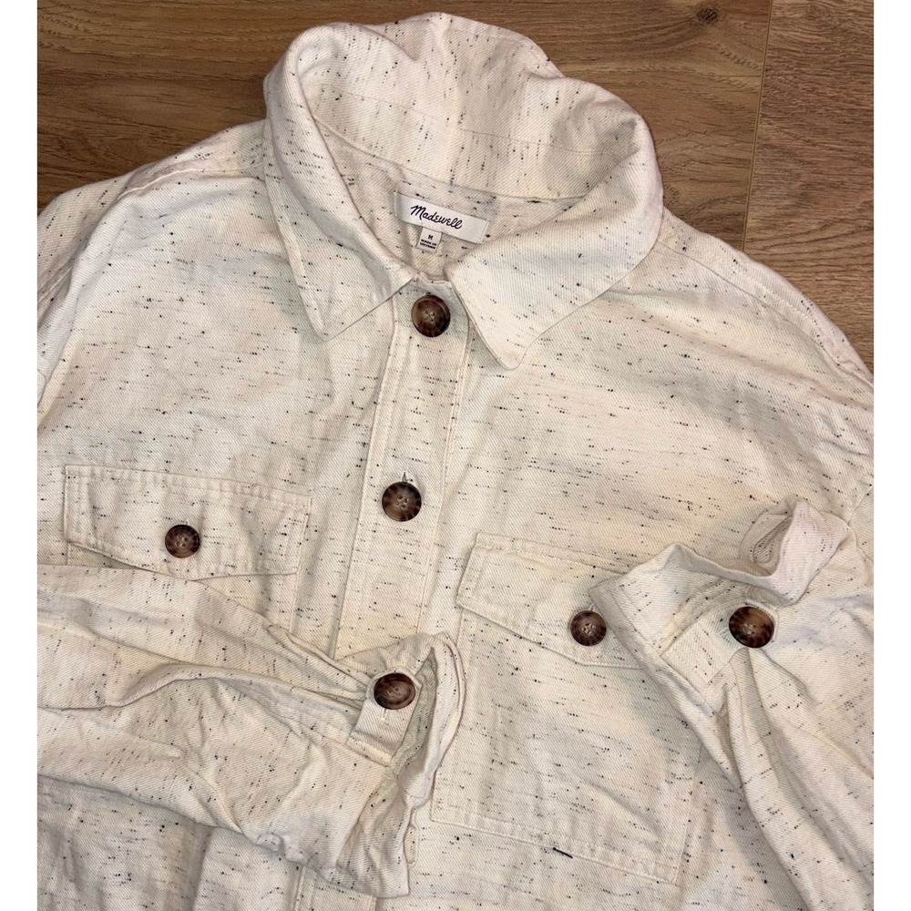 Madewell Donegal Flannel Button Up  Jacket Shacket Flannel Cream Medium Oversize